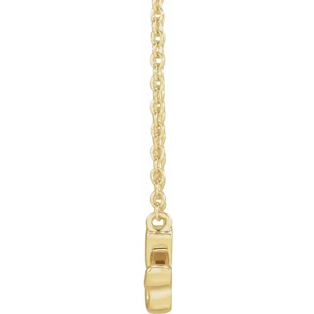 14K Yellow Gold Lowercase Script Granny 18" Necklace