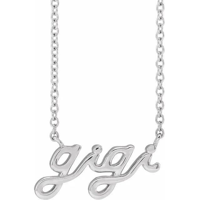 14K White Gold Lowercase Script Gigi 18" Necklace