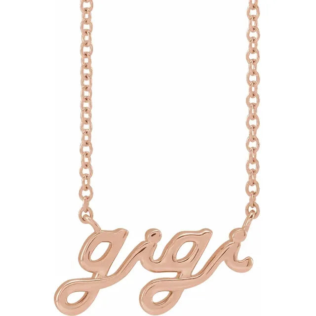 14K Rose Gold Lowercase Script Gigi 18" Necklace