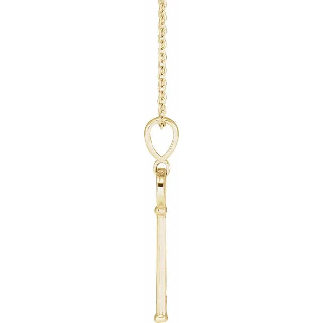 14K Yellow Gold Engravable Key 16-18" Necklace