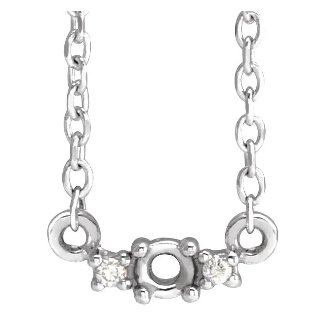 14K White Gold .0075 CTW Natural Diamond Semi-Set 18" Necklace