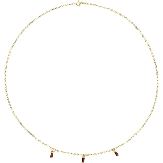 14K Yellow Gold Natural Mozambique Garnet 16" Necklace