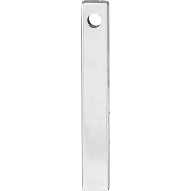 14K White Gold Engravable Four-Sided Vertical Bar Pendant