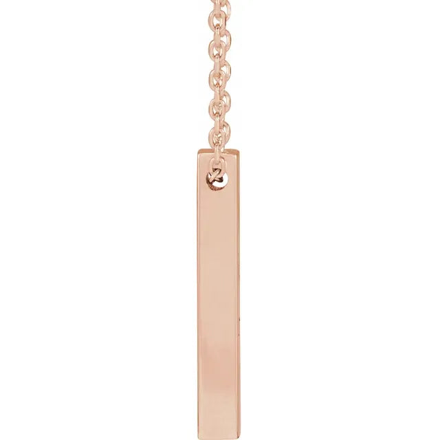 14K Rose Gold Engravable Four-Sided Vertical Bar 16-18" Necklace