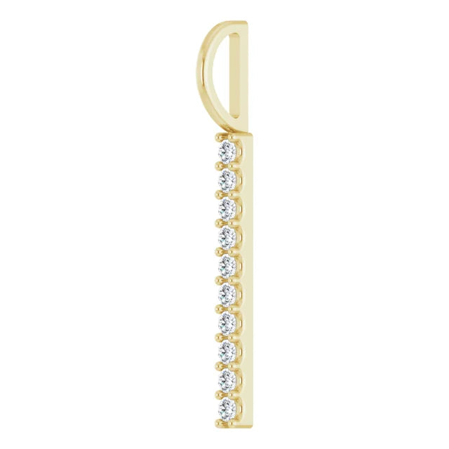 14K Yellow Gold1/6 CTW Natural Diamond Vertical Bar Charm/Pendant