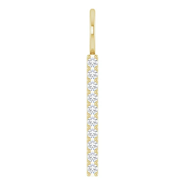 14K Yellow Gold1/6 CTW Natural Diamond Vertical Bar Charm/Pendant