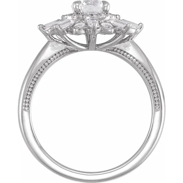 14K White Gold 5.8 mm Round 5/8 CTW Natural Diamond Semi-Set Engagement Ring