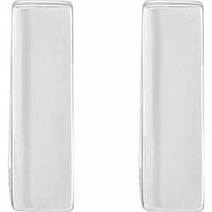 14K White Gold Square Hoop Huggie Earrings