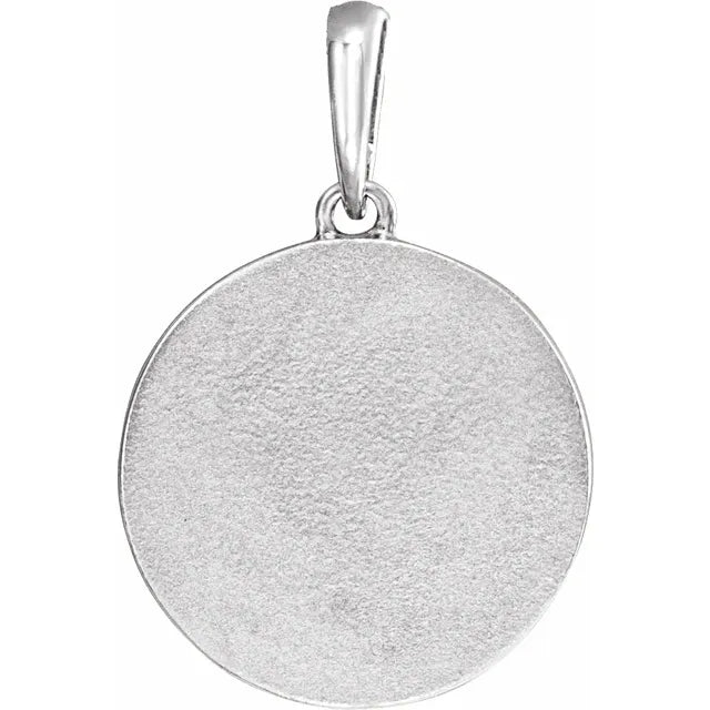 14K White Gold Petite Multi-Gemstone Celestial Coin Pendant