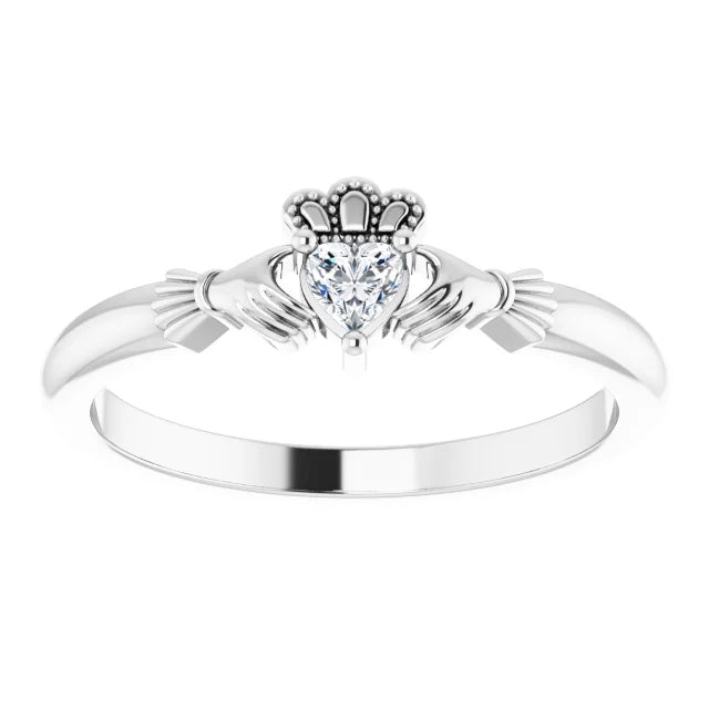 14K White Gold Stuller Lab-Grown Moissanite™ Claddagh Ring