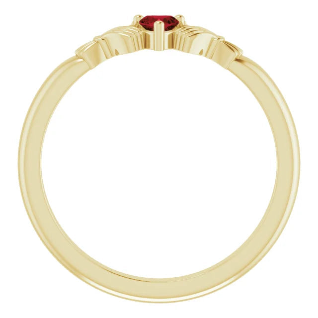 14K Yellow Gold Natural Black Onyx Claddagh Ring