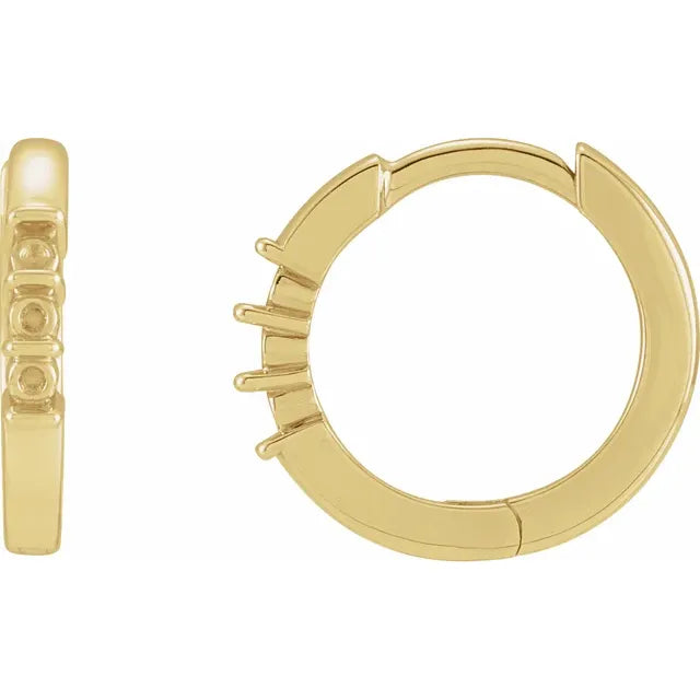 14K Yellow Gold Round 3-Stone Family Hoop Earring Mounting