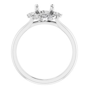 14K White Gold Oval .06 CTW Natural Diamond Semi-Set Floral-Inspired Halo-Style Engagement Ring