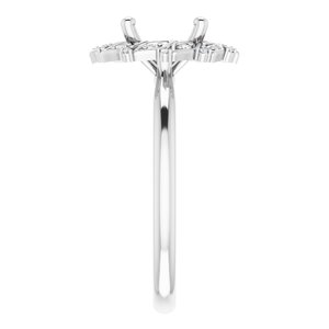 14K White Gold Oval .06 CTW Natural Diamond Semi-Set Floral-Inspired Halo-Style Engagement Ring