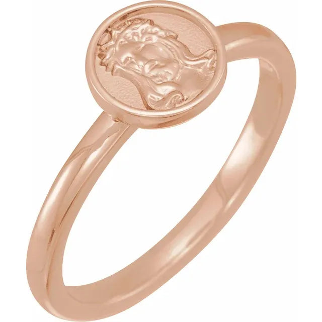 14K Rose Gold Jesus Ring