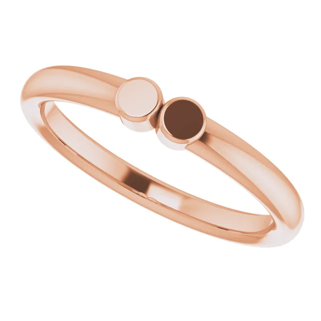14K Rose Gold 2-Circle Engravable Family Ring