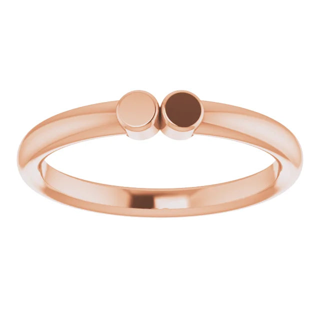14K Rose Gold 2-Circle Engravable Family Ring