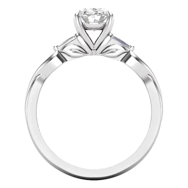 14K White Gold 8x6 mm Oval 1/6 CTW Natural Diamond Semi-Set Engagement Ring