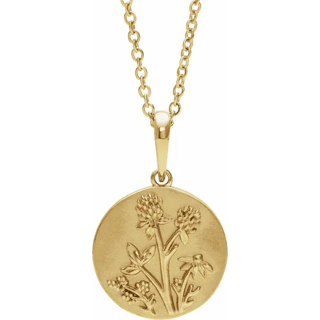 14K Yellow Gold Floral 16-18" Necklace