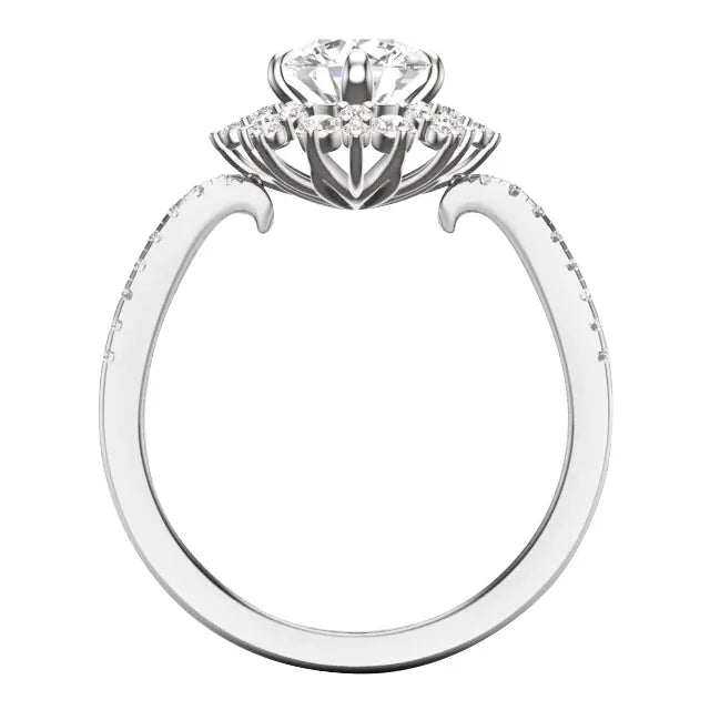 14K White Gold 6.25 mm Round 1/2 CTW Natural Diamond Semi-Set Engagement Ring