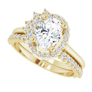 14K Yellow Gold Oval 1/5 CTW Natural Diamond Semi-Set Halo-Style Engagement Ring