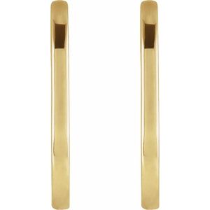 14K Yellow Gold Elongated Oval Huggie Hoop Earrings