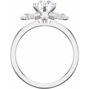 14K White Gold Round 1/2 CTW Natural Diamond Semi-Set Engagement Ring