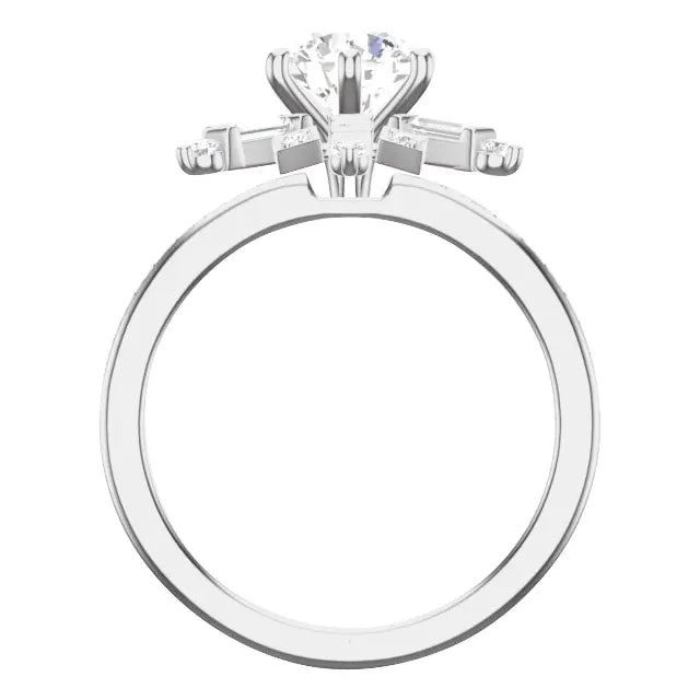 14K White Gold 5.2 mm Round 1/2 CTW Natural Diamond Semi-Set Engagement Ring