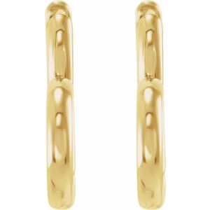 14K Yellow Gold Hinged Heart Huggie Earrings