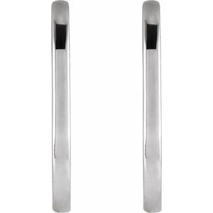 14K White Gold Elongated Oval Huggie Hoop Earrings
