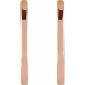 14K Rose Gold Elongated Oval Huggie Hoop Earrings