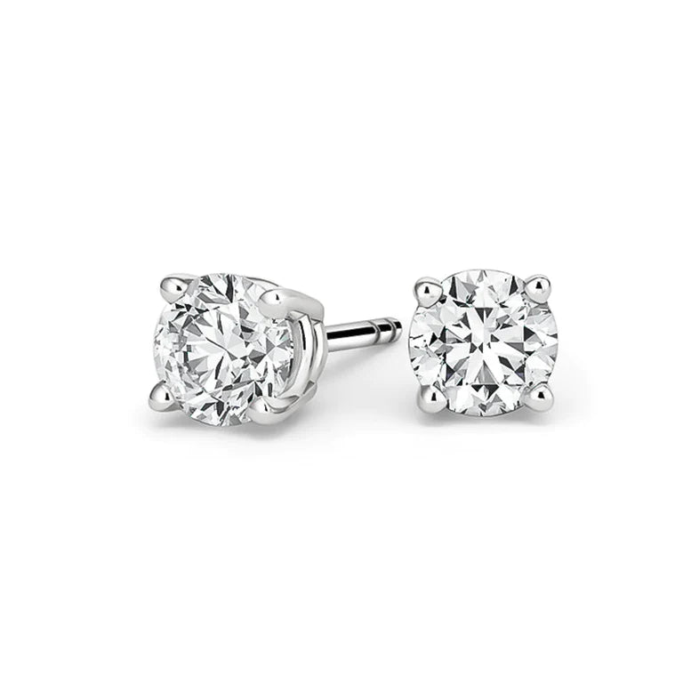 14k White Gold 1/4 Carat Solitaire Created White Diamond Stud Earrings (J-K, I2-I3)