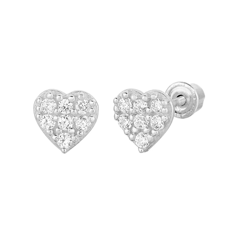 14k Gold Heart CZ Stud Earrings