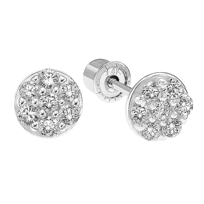 14k Gold Round CZ Stud Earrings