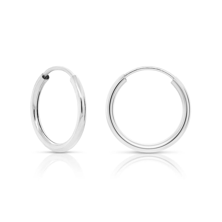14k White Gold Endless Hoop Earrings