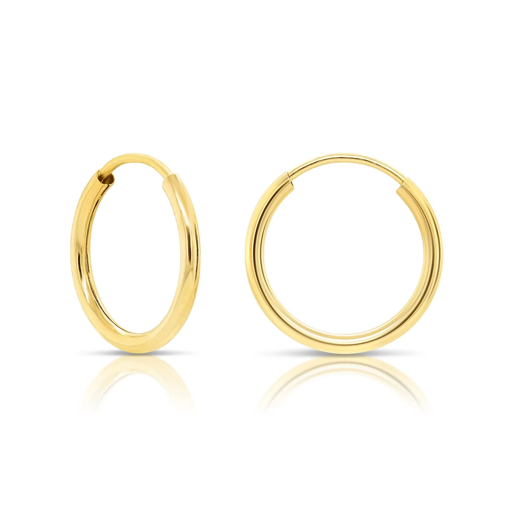 14K Yellow Gold Endless Hoop Earrings