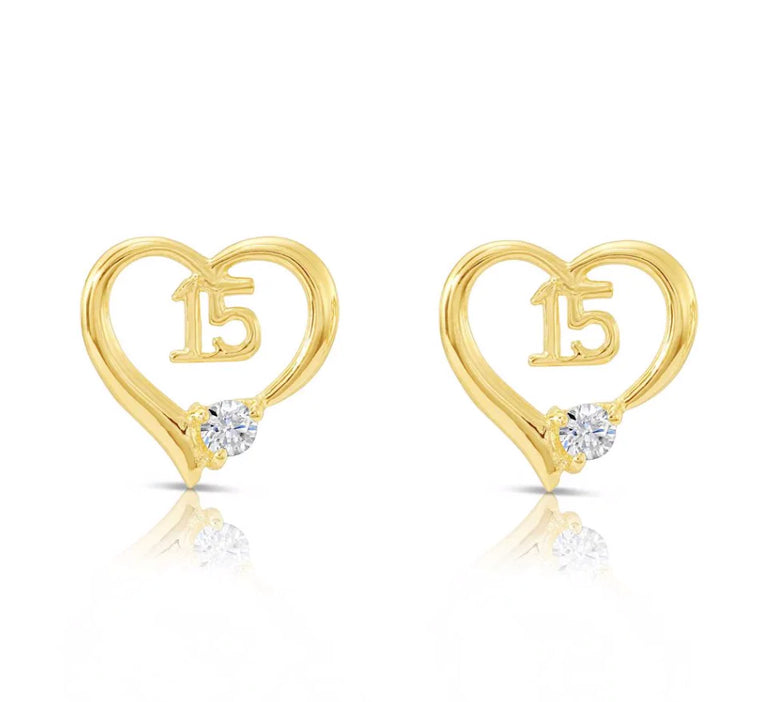 10k Yellow Gold Heart Stud Earrings