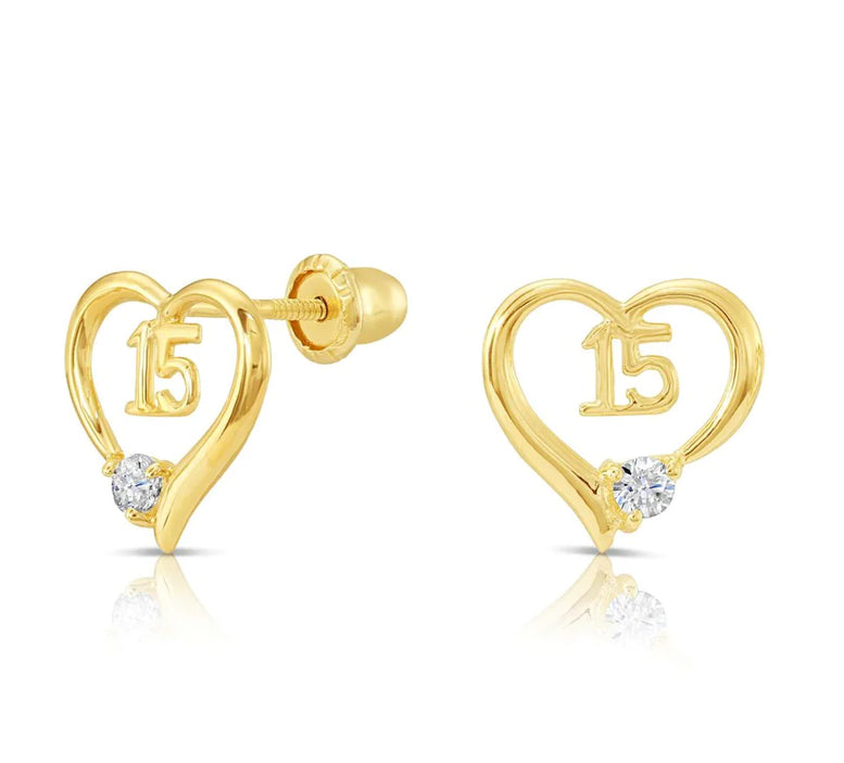 10k Yellow Gold Heart Stud Earrings