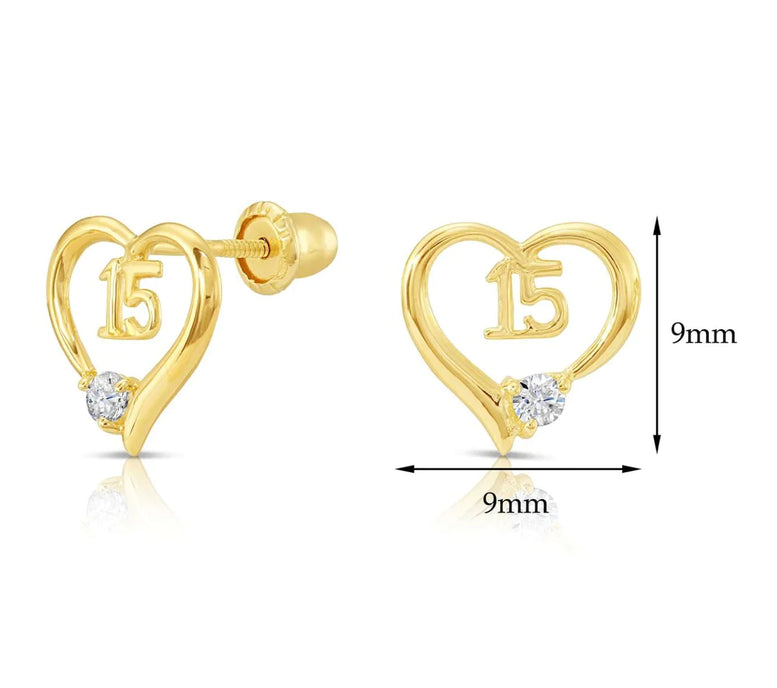 10k Yellow Gold Heart Stud Earrings