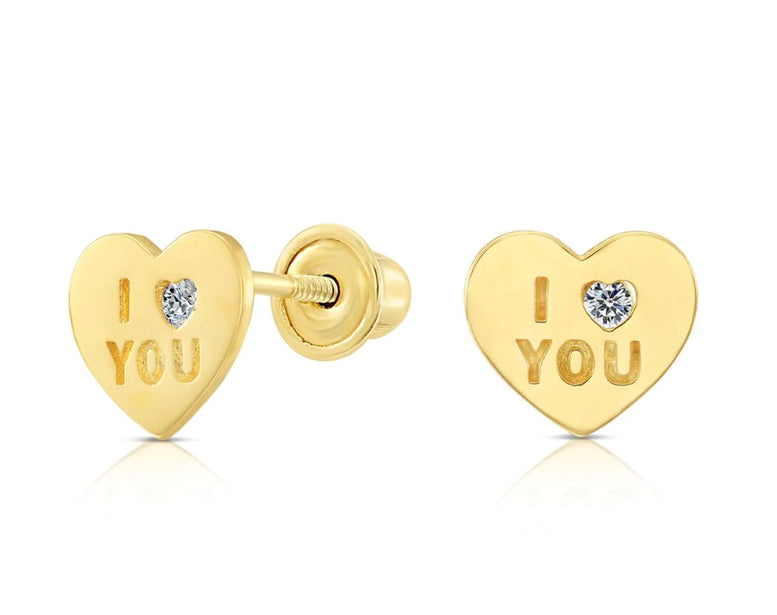 10k Yellow Gold Heart Stud Earrings
