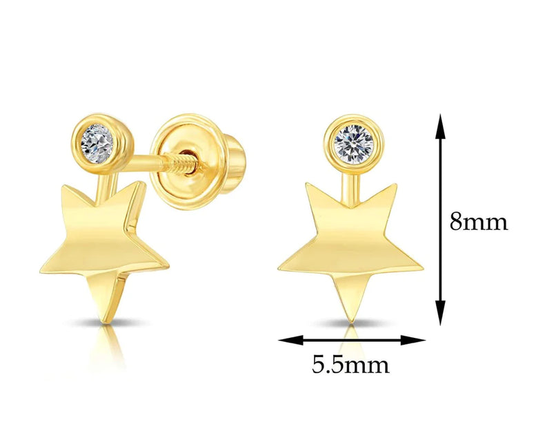 10k Yellow Gold Star CZ Stud Earrings