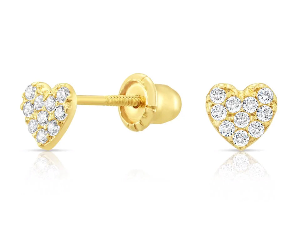 10k Yellow Gold Heart with CZ Stud Earrings