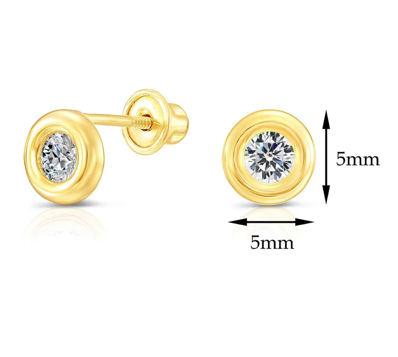 10k Yellow Gold Round Bezel-Set Stud Earrings
