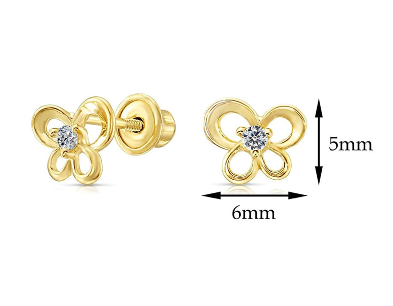 10k Yellow Gold Butterfly Stud Earrings
