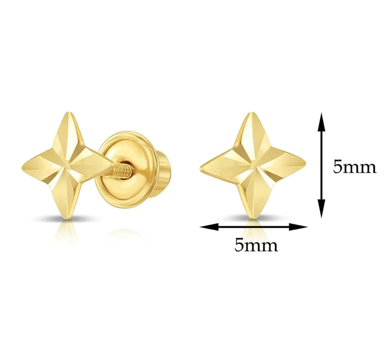 10k Yellow Gold Shooting Star Stud Earrings
