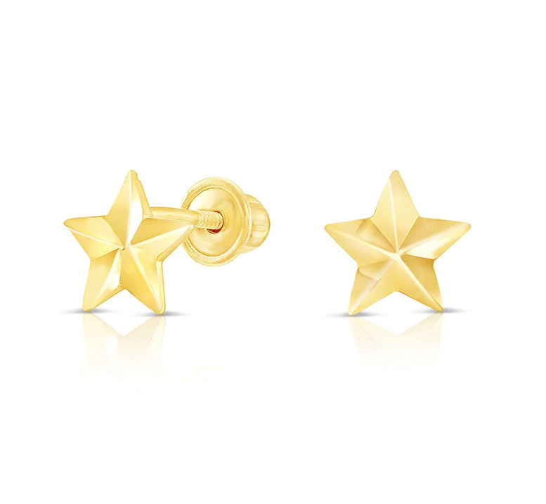 10k Yellow Gold Star Stud Earrings