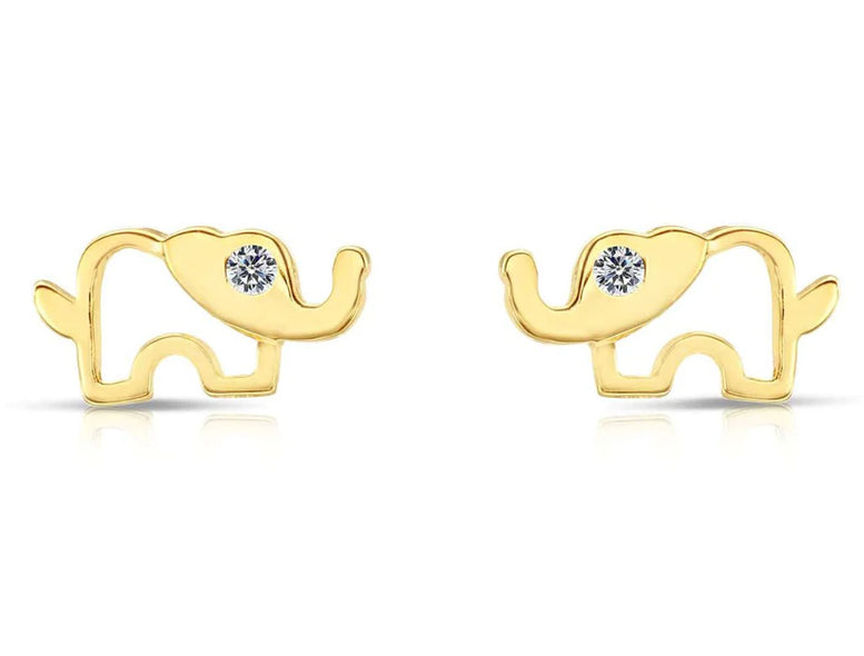 10k Yellow Gold Elephant Stud Earrings