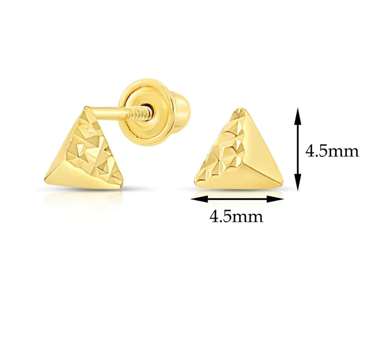 10k Yellow Gold Triangle Stud Earrings