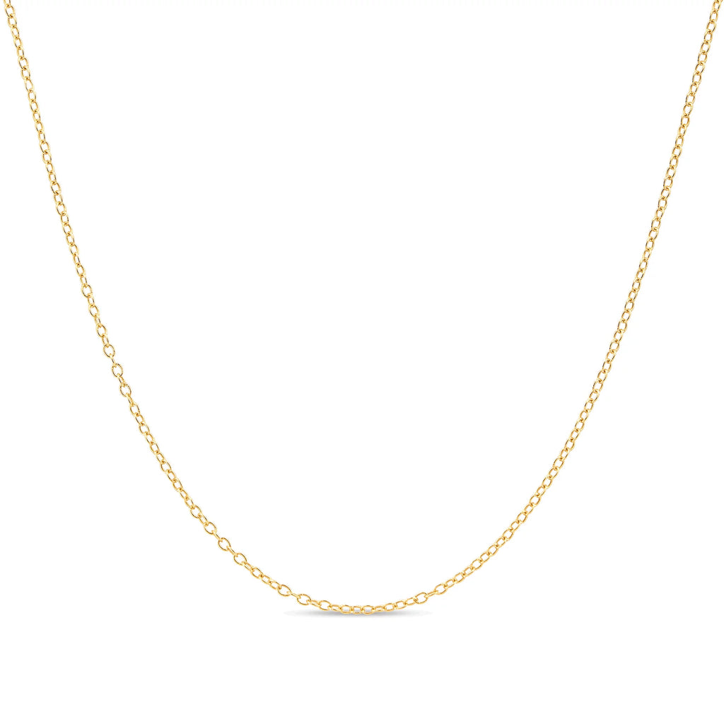 Paris Jewelry 18k Yellow Gold Cable Chain Necklace Italian 1.3mm Plated