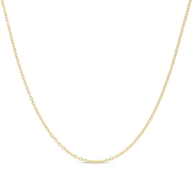Paris Jewelry 18k Yellow Gold Cable Chain Necklace Italian 1.3mm Plated